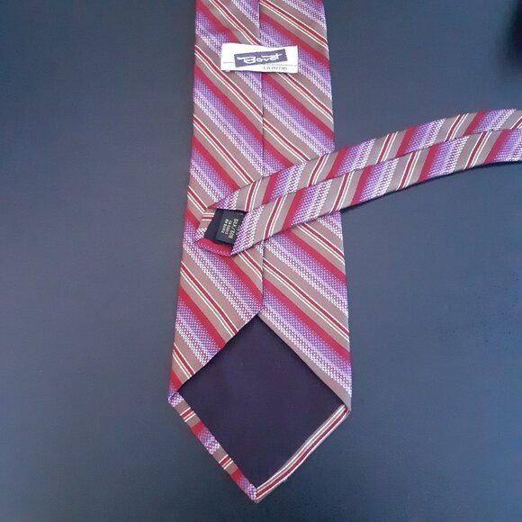 Bovet 100% Silk Diagonal Stripe Tie, Taupe, Maroon Red, Mauve & White - Picture 4 of 11